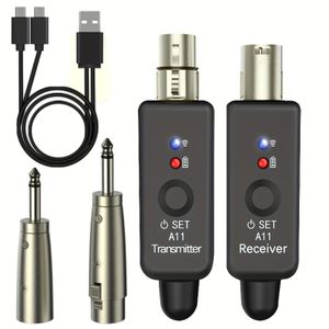 Émetteur et récepteur XLR sans fil – Système de microphone sans fil 2,4 GHz et adaptateur – Compatible avec les microphones à condensateur et dynamiques – Adaptateur 6,35 mm inclus