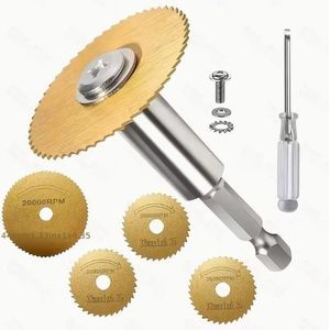 Lames de scie rotatives à queue hexagonale de 6,35 mm (1/4 po), disques de coupe en acier rapide avec revêtement en titane, forets multifonctionnels résistants à l'usure pour bois/plastique/métal avec outils rotatifs (aucun assemblage requis)