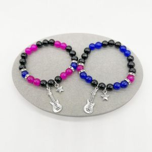 Mode Bracelet d'amour élastique orné de perles pour hommes et femmes