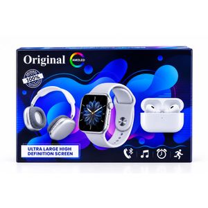 Montre Connectée AMOLED + Casque Bluetooth + Écouteurs Sans Fil