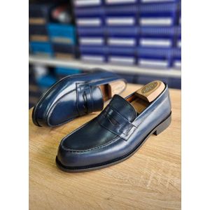 Gn mocassin pour homme en cuir-bleu