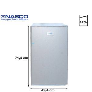 Nasco Réfrigérateur Une Porte Nasf1-95fl - 76 Litres Net / R600a / Argent - Garantie 12 Mois