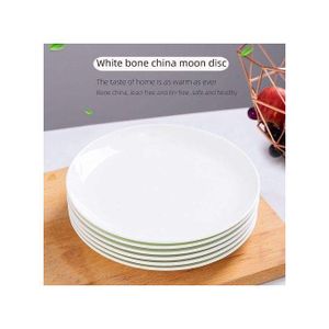 Lot de 6 Assiette plate ronde en céramique blanche. Convient pour le steak, les plats occidentaux, le déjeuner, le dîner, réutilisable