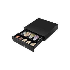 Premax Tiroir-Caisse Enregistreuse 41 cm Tiroir-Caisse Manuel et Automatique Compartiments 5 Billets 8 Pièces Tiroir de Caisse Enregistreuse Port RJ11/RJ12