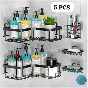 Ensemble d'étagères de douche adhésives sans perçage,