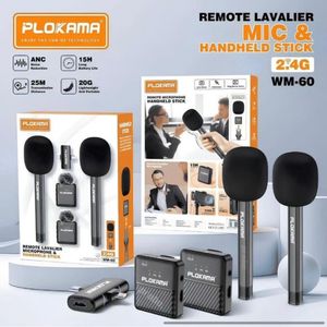 PLOKAMA (Modèle WM-60) Double microphone sans fil avec baguette de maintien