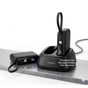 Power Bank VIEREX 20000mAh Total VP01 - 22.5w Charge Ultra Rapide -  Power Bank 10000mAh 2X - Station De Charge - Cable Type-C Intégré