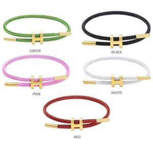 Genetic Bracelet En Corde H Ajustable YinuoJewelry, Boucle En Métal Doré, Motif Lettre, Fil D'acier