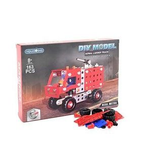 Jeu de construction en métal, camions de pompier, 163 pièces