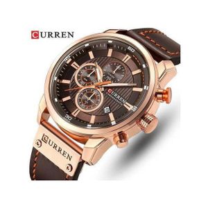 Curren Montre Pour Homme, Date, Affaires, Sous-cadran à Six Aiguilles - Café Doré