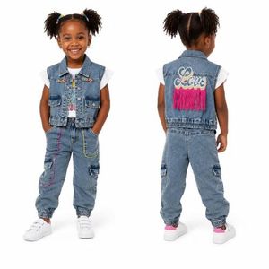 Ensemble fillette 3 pièces en jean avec design – 1 à 5 ans - Bleu/Multicolore