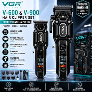 VGR Tondeuse Professionnelle Rechargeable  V-600 & V-900 – Kit Complet Barbe & Cheveux
