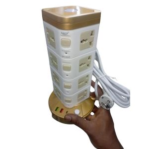 Multiprise Tour 2500W 8 Prises + USB – Rallonge Électrique Multifonction avec Interrupteurs Indépendants