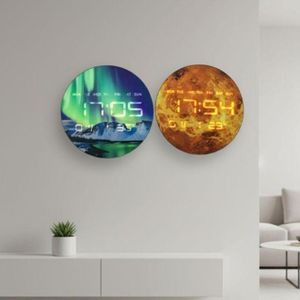 Horloge murale Led numérique 3D design planète Mars. affichage date /température BV