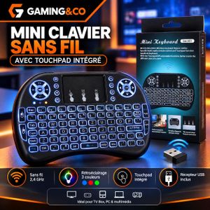 Mini Clavier Sans Fil i8 Rétroéclairé - Souris Touchpad Intégré 2.4GHz - Pour Smart TV, Box Android, PC & PS4