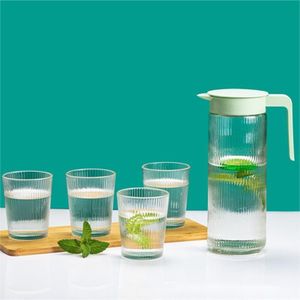 Carafe en Verre avec 4 Verres – Pichet à Eau avec Couvercle