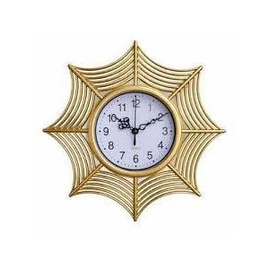 Horloge Murale Design Soleil Doré en Métal