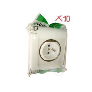 Prise Encastrée - (Lot De 10 Pieces) - Blanc Doré