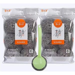 VEOUNDK Lot de Tampons à Rétamer en Acier Inoxydable Jin Tai Yang avec Manche - 12 Pièces, Nettoyant Puissant pour Cuisine 