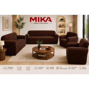 Mika Housse de canapé extensible antidérapante, housse de canapé douce, protecteur de meuble lavable avec mousse antidérapante
