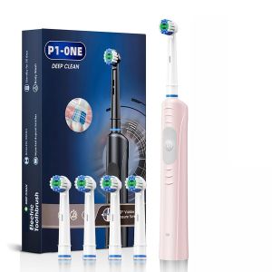 Brosse à dents électrique rechargeable pour adultes, automatique et intelligente, 4 têtes de brosse de rechange, chargement USB