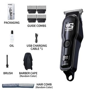 Tondeuse Électrique sans Fil pour Hommes avec Recharge USB, Affichage Numérique et Kit d'Accessoires Complet