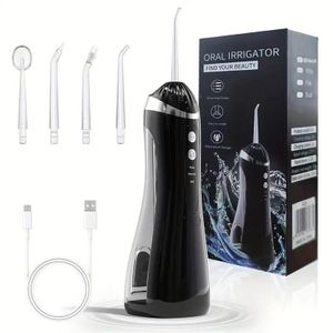 Hydropulseur dentaire à ultrasons, irrigateur buccal, nettoyeur de dents portable - Noir