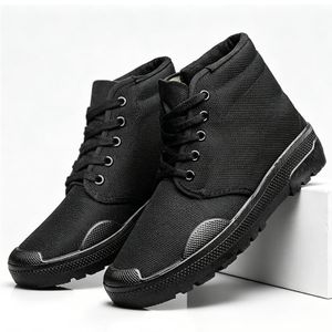 SHJO Chaussures Hautes Homme Toile Durable Antidérapant Chic Tendance Décontracté Basket Chaussures - Noir