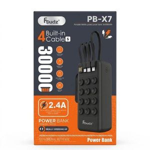  Batterie Externe 30 000 mAh Fsudz - Power Bank Universel Avec Écran/Indicateur - Sortie 2.4A - 4 Câbles Pour iPhone & Android