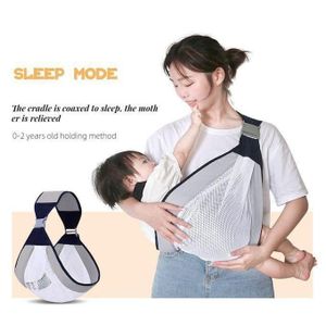Chic Porte-bébé respirant, écharpe de portage légère en maille avec une seule épaule, pour nouveau-nés et tout-petits (gris)