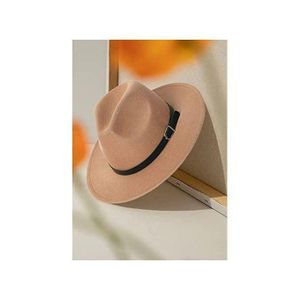Super Chapeau Fedora rétro élégant à large bord avec boucle de ceinture pour hommes et femmes