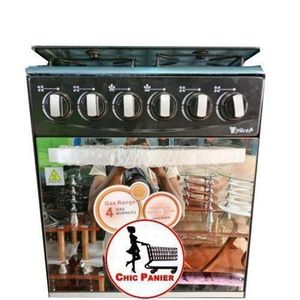YUCEL  Cuisinière 4 Feux Inox Avec Four A 2 Niveaux Et Couvercle Vitré