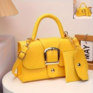 Sac bandoulière/épaule pour femme, mini sac à main classique et mignon en cuir véritable - Jaune