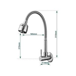 Robinet De Cuisine A Rotation Eau Froide En Inox - Argent