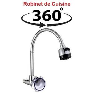 Robinet Evier De Cuisine Flexible Rotatif 360°