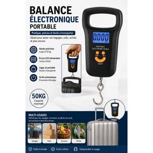 Balance Électronique Portable – Pèse-Bagage Numérique 50 kg avec Écran LCD