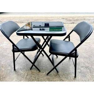 Table Pliante Carré Vitré Avec 2 Chaises