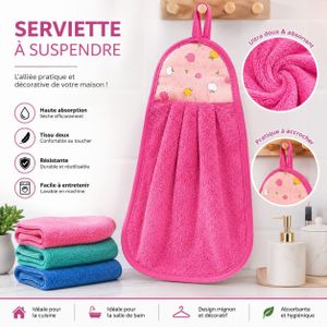 serviettes à main de cuisine, ensemble de serviettes à main suspendues en microfibre