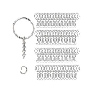 TodyJeyHo 100pcs porte-clés en métal avec porte-clés en argent et bagues de saut ouvertes en vrac pour l'artisanat bricolage (1 "/25mm)