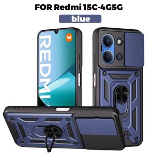 Coque de protection antichoc 15C pour Redmi - Magnétique pour voiture, fenêtre coulissante et support anneau