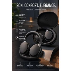 Casque Bluetooth Premium avec un étui de transport rigide - noir 