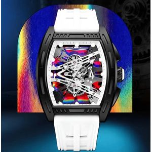 Sanda Montre Homme Automatique Squelette – Bracelet Silicone Blanc – Design Luxe Sport
