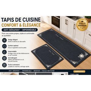 2 Tapis de Cuisine Antidérapant et Imperméable – Confort & Élégance