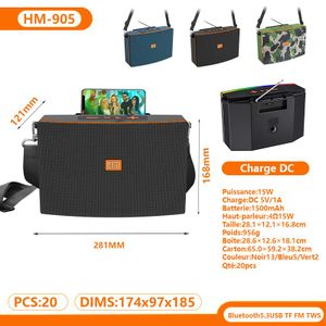 Enceinte Bluetooth portable à bandoulière large réglable, puissance 15W, support pour téléphone et port micro pour animations extérieures et loisirs domestiques