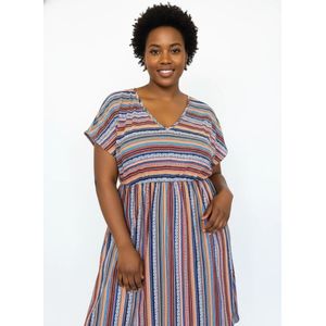 Robe midi sans manches rayée pour femme, coupe oversize, style décontracté ou soirée, ZK40007