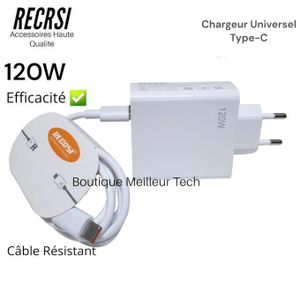Xiaomi GaN Power Adapter 120W PD - Chargeur Ultra Rapide - 3 Ports (2x USB-C, 1x USB-A)