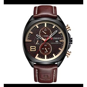 Curren Montre en Cuir Homme Marron Avec Cadran Noir