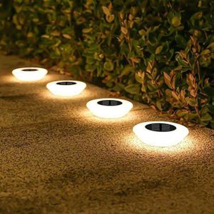 Agréable Lot de 4 lampes solaires d'extérieur à 12 LED étanches pour cour, jardin, pelouse, allée, terrasse,