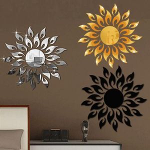 Autocollant mural acrylique tournesol 3 pièces, autocollant miroir de soleil, décoration de salon