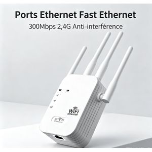 Répéteur Amplificateur WiFi Sans Fil - 300Mbps 2.4 GHz --- Blanc